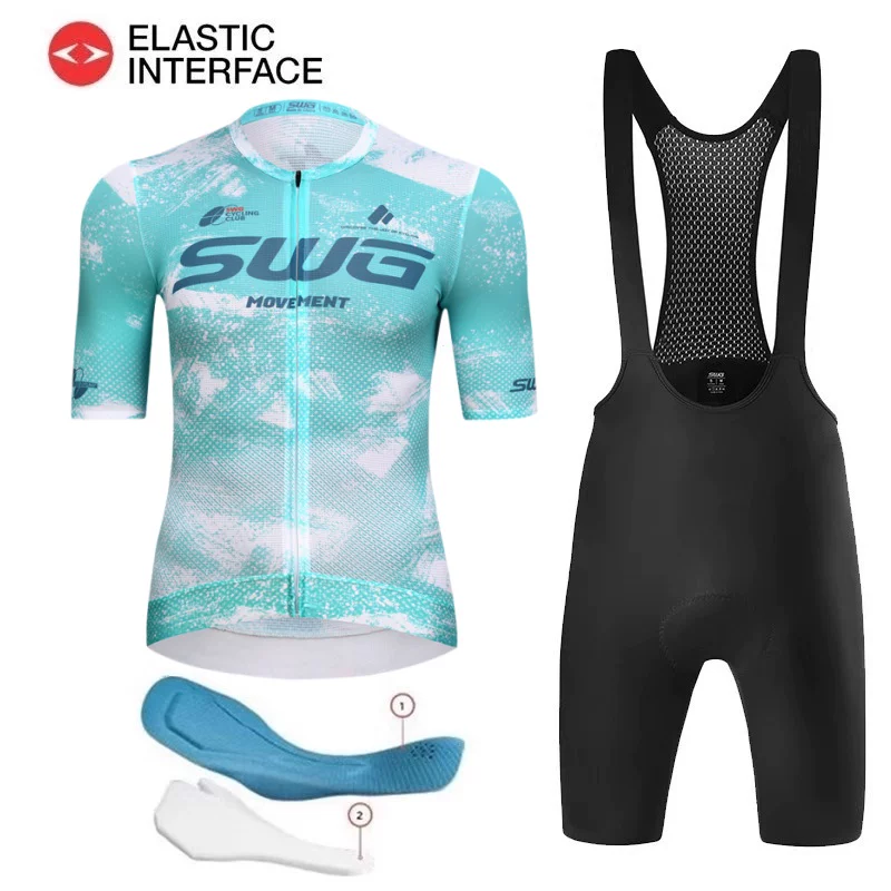 SWG Mingsheng exclusive summer short sleeved cycling suit for men, breathable and quick drying road cycling professional cycling suit