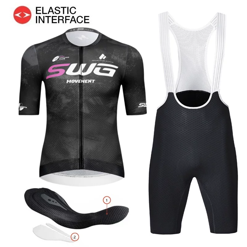 SWG Mingsheng exclusive summer short sleeved cycling suit for men, breathable and quick drying road cycling professional cycling suit