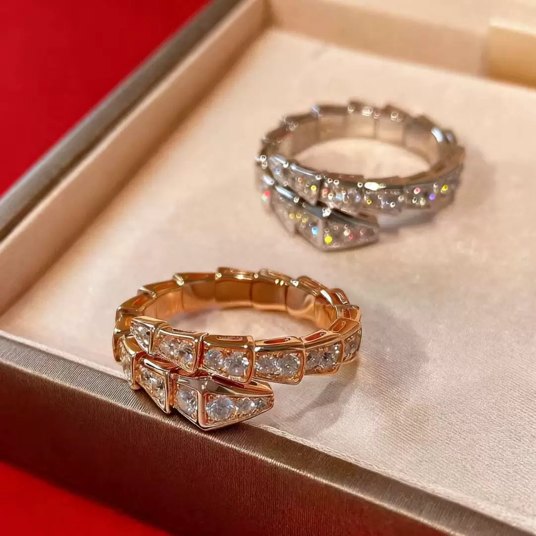 1 Serpentine Ring Snake Bone Ring Rose Gold Plated 18k Precious Metal Couple's Light Luxury Pair Ring Gold White Beimu White Gold
