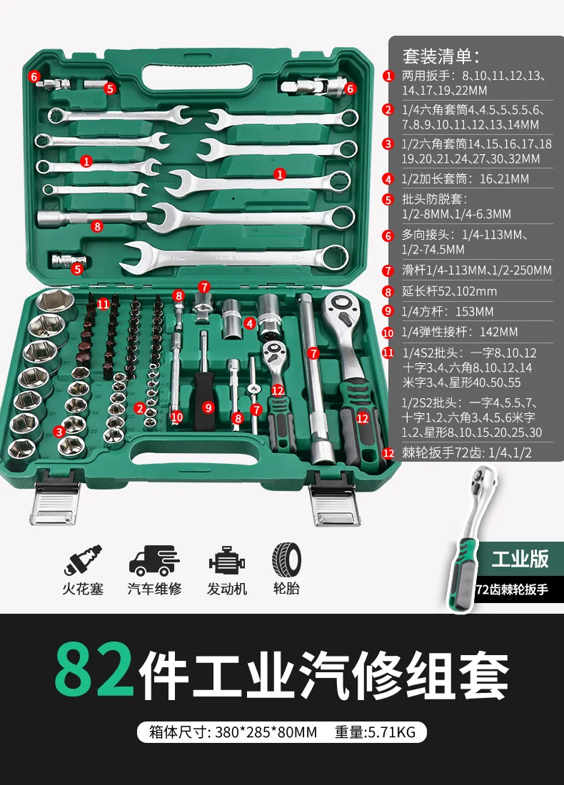 Taiwan made ratchet wrench combination new energy vehicle special socket repair tool set 4S store recommends CR-V material