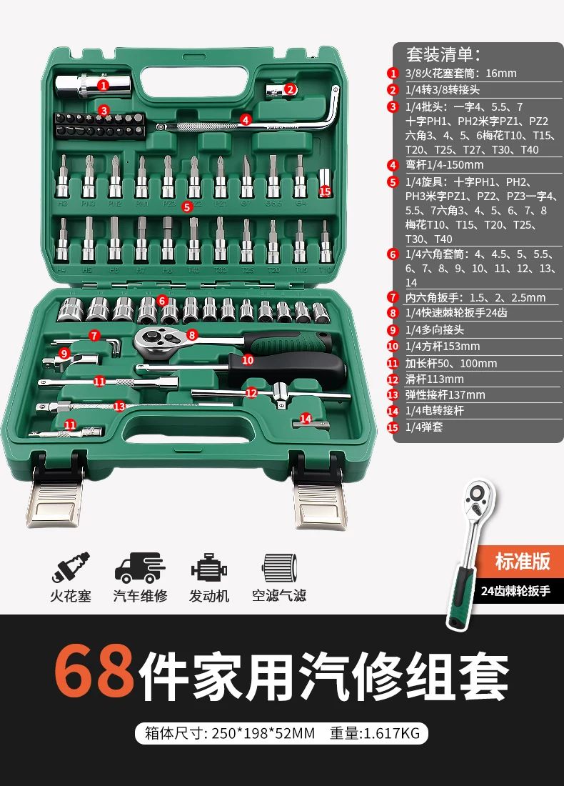 Taiwan made ratchet wrench combination new energy vehicle special socket repair tool set 4S store recommends CR-V material