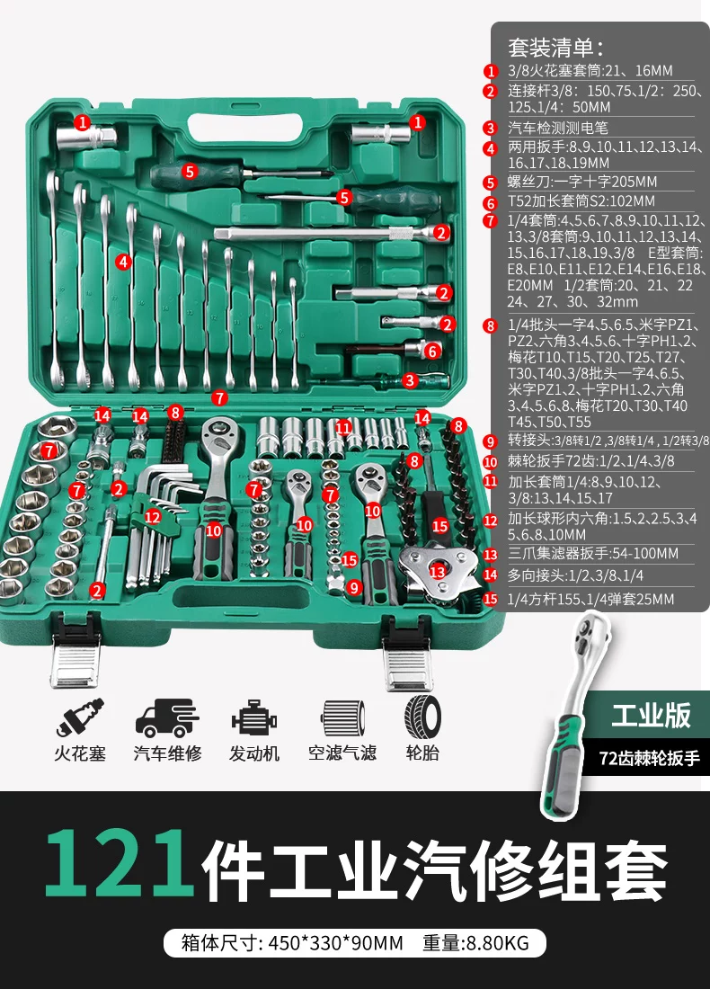 Taiwan made ratchet wrench combination new energy vehicle special socket repair tool set 4S store recommends CR-V material