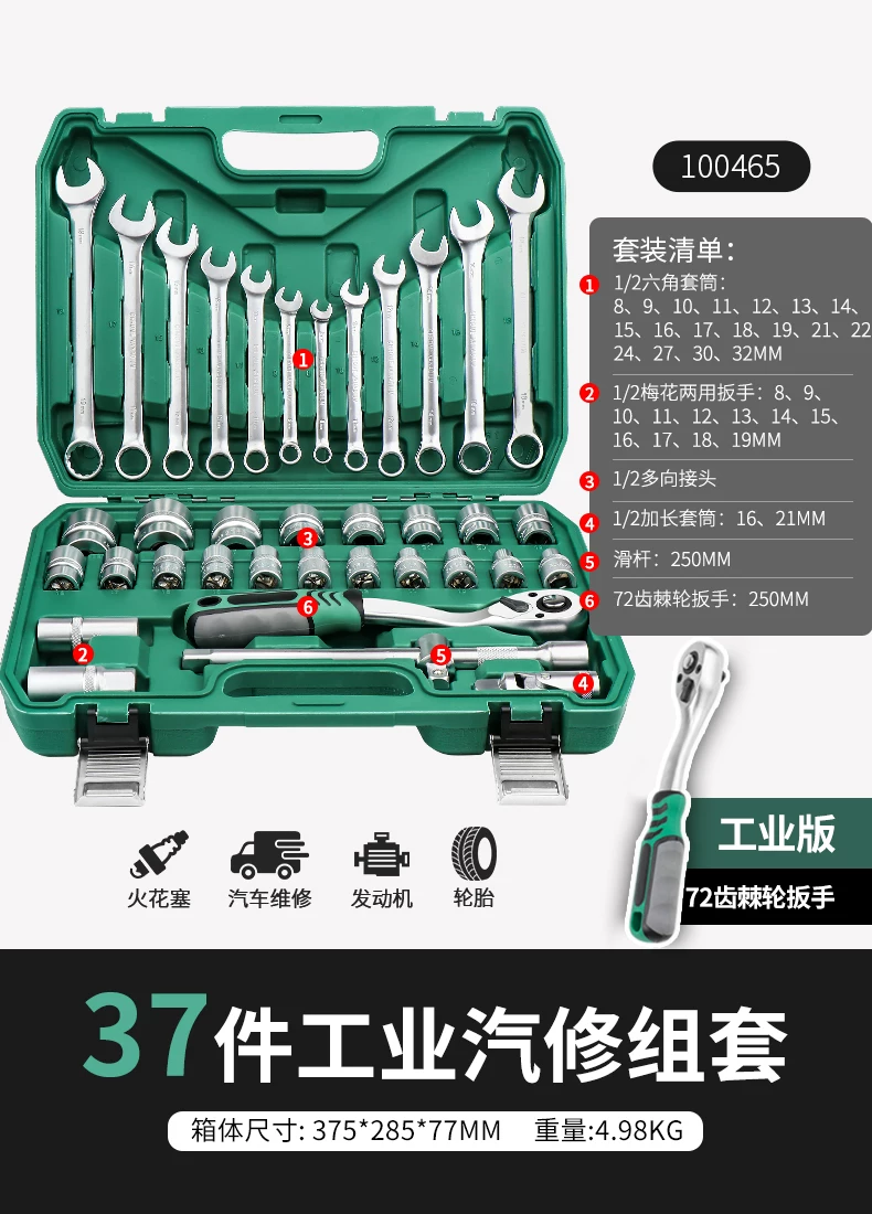 Taiwan made ratchet wrench combination new energy vehicle special socket repair tool set 4S store recommends CR-V material