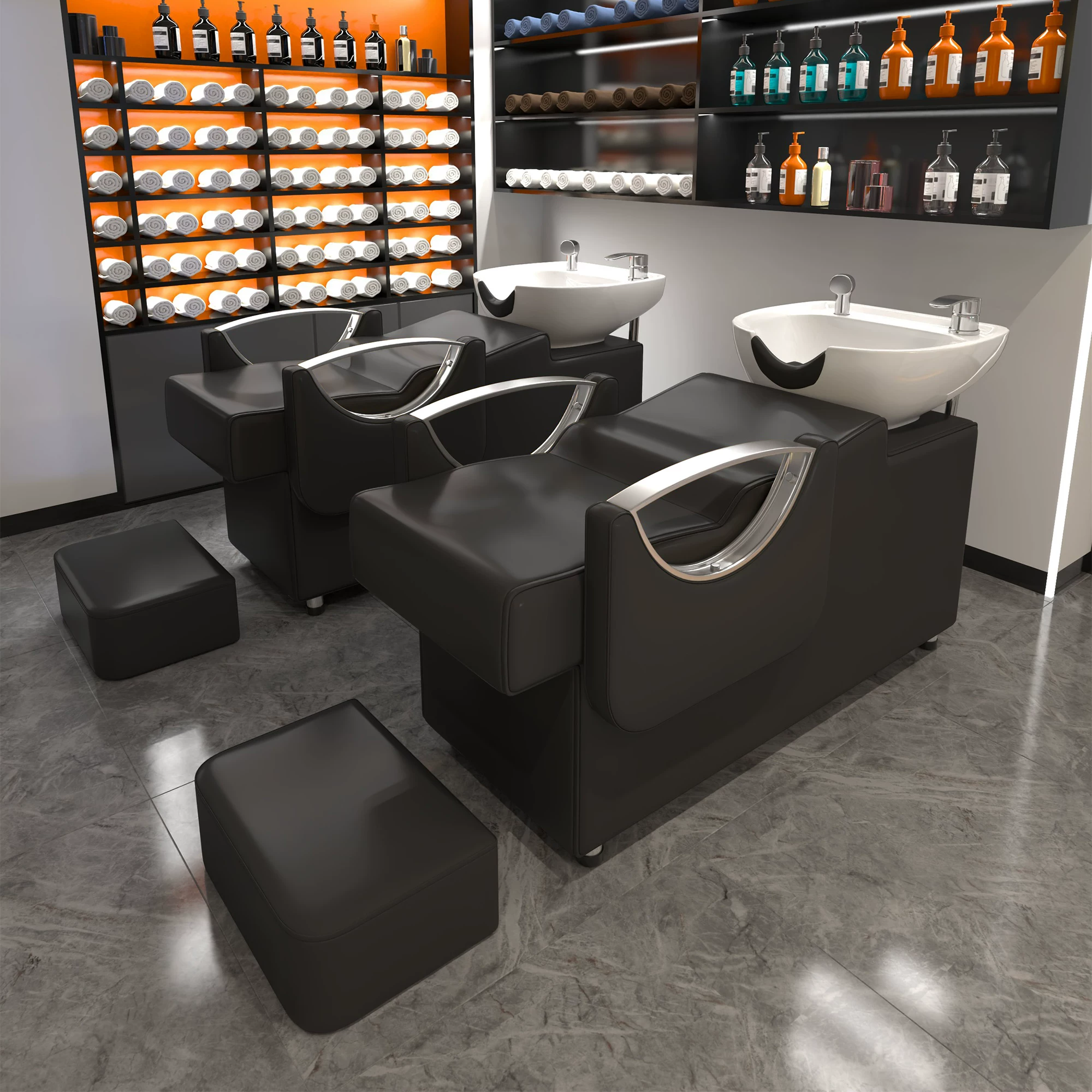 New ceramic basin hair salon hair washing bed semi lying flushing bed hair salon bed internet famous high-end hair washing bed