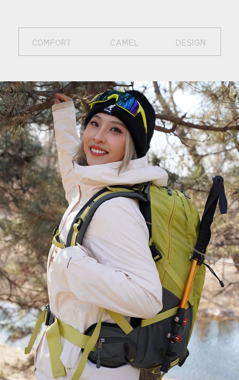 Camel outdoor lightweight hiking backpack for women, hiking equipment backpack for men, large capacity travel backpack
