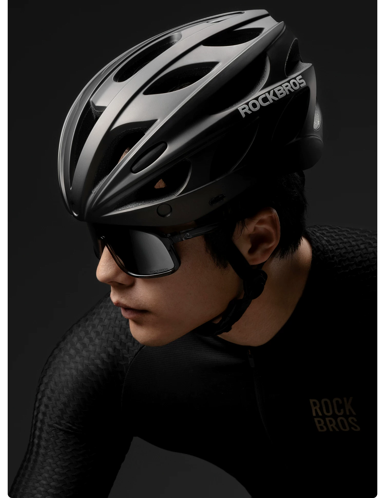 Rock Brothers bicycle helmet with goggles, one-piece molding riding helmet, men's and women's mountain road bike safety helmet