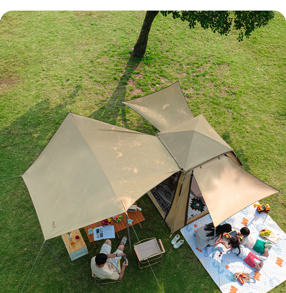 Primitive man tent, outdoor camping, overnight camping, foldable portable canopy, 2-in-1 fully automatic camping equipment