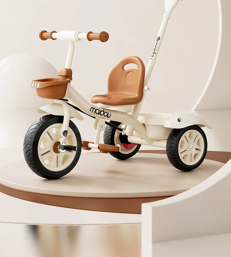 Maidou children's tricycle is suitable for 1-5 years old to collect storage baskets and bicycles. It has titanium empty wheels and color baby strollers