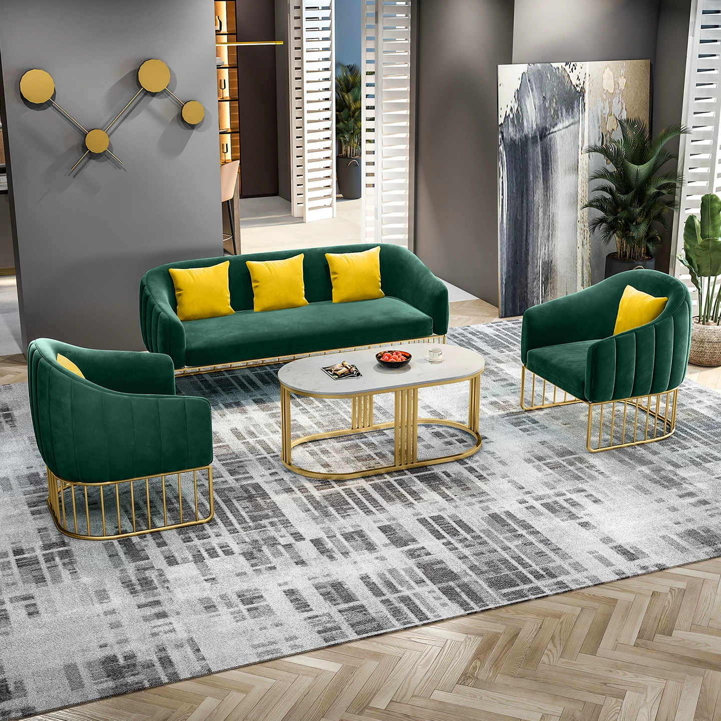 Clothing store, small sofa, nail salon, Nordic minimalist modern internet celebrity beauty salon, wrought iron leisure reception table and chair combination