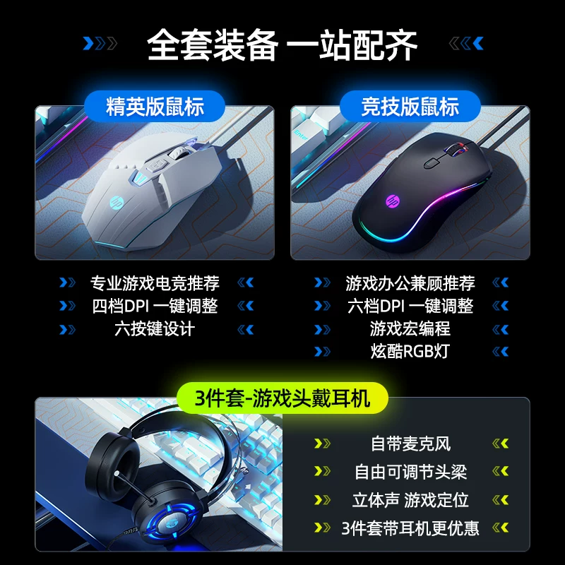 HP Mechanical Keyboard, Keyboard, Mouse Set, Mouse, Gaming, Laptop, Keyboard, Desktop, Male and Female Office