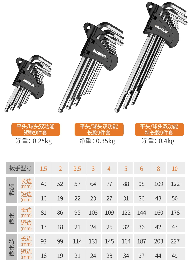 Hexagonal wrench set with hexagonal inside hexagonal plum blossom and hexagonal screwdriver tools, complete set of wrenches, automatic hexagonal wrench