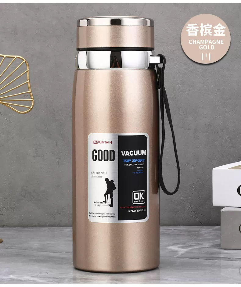 316 stainless steel outdoor car portable insulated cup with a large capacity of 1000ml, men's and women's business tea cups, 800