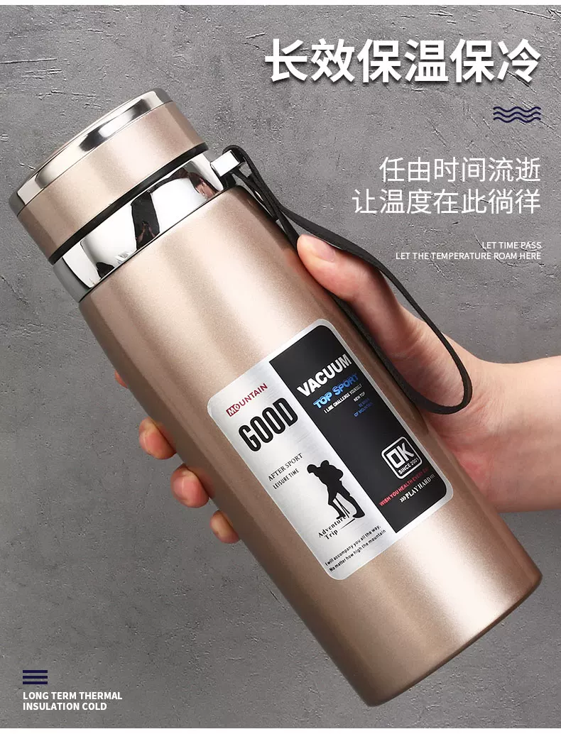 316 stainless steel outdoor car portable insulated cup with a large capacity of 1000ml, men's and women's business tea cups, 800