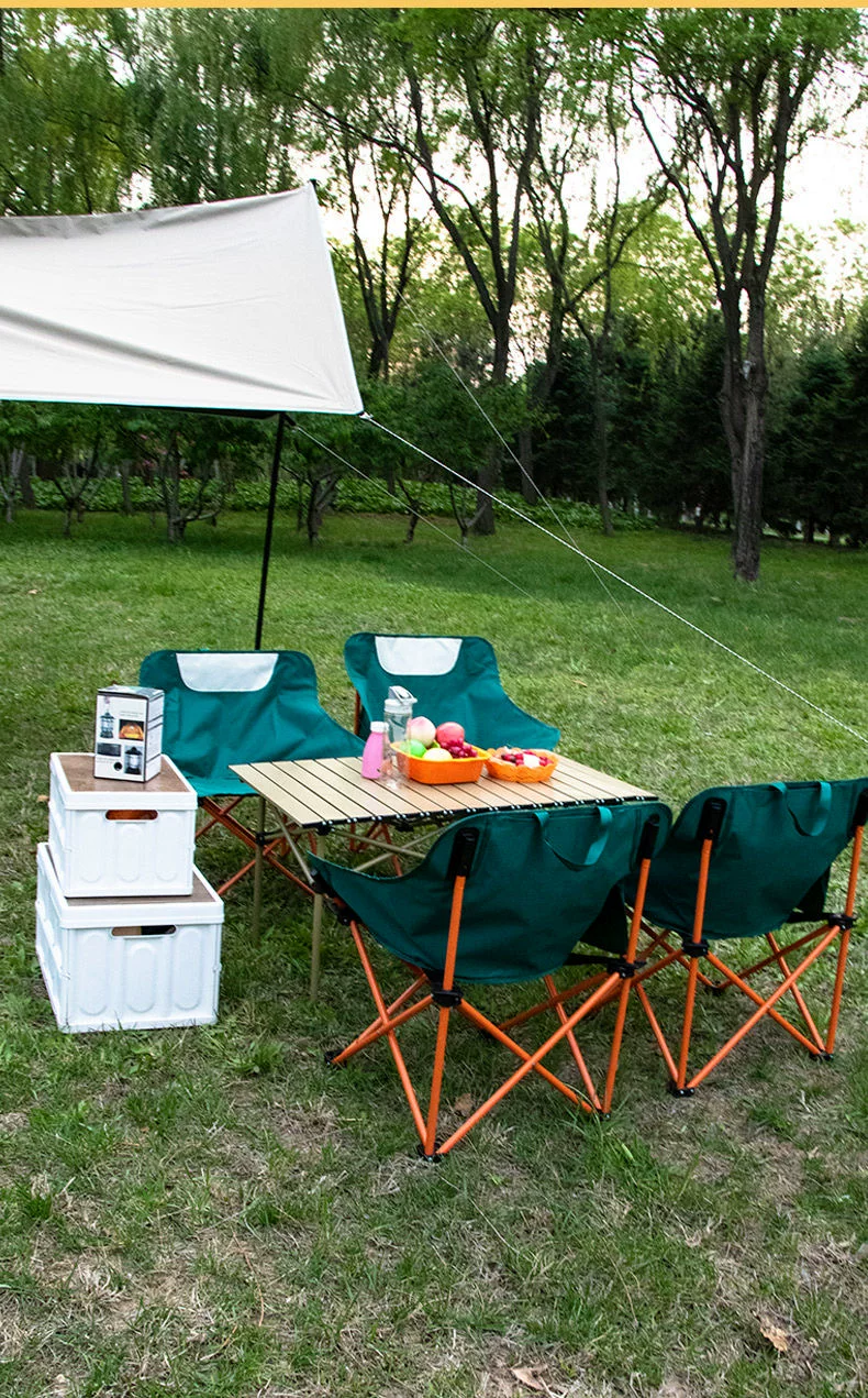 Outdoor Moon Chair Folding Chair Outdoor Folding Table Camping Barbecue Stall Fishing Portable Table and Chair Set