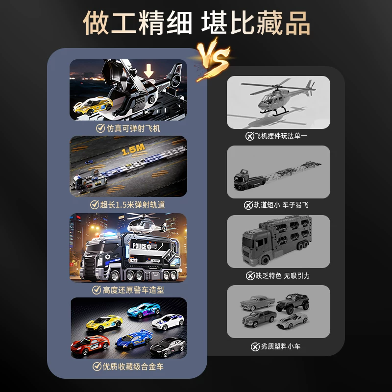 Large police car, track toy car, deformation sliding ejection alloy storage car, boys' toy airplane, Children's Day