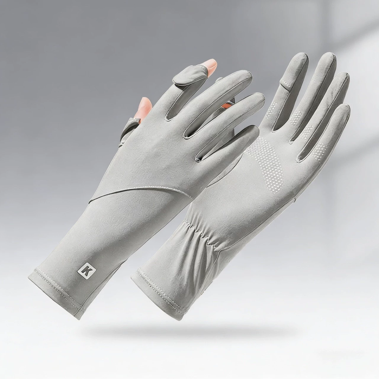 Sunscreen gloves for men, anti slip touch screen for driving, ice silk for summer riders, outdoor cycling, hiking, anti UV fishing
