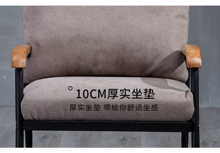 北欧布艺沙发小户型客厅双人三人位实木铁艺简约家俱休息区服装店