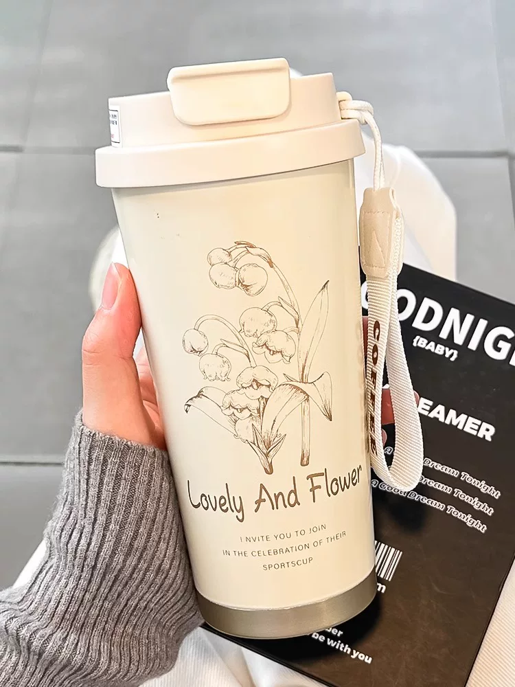 2025 new insulated cup for women with high appearance, straw water cup, 316 stainless steel high-end internet famous insulated coffee cup