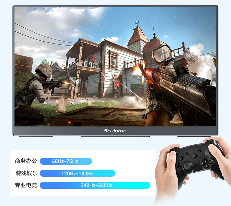 Sculptor 4K portable touch screen for multi scene applications, high color gamut display suitable for Switch external wireless cable expansion