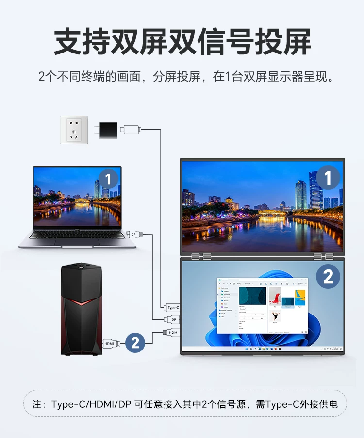 Sculptor Foldable Dual Screen Portable Display 18.5-inch Integrated Laptop Office Expansion Screen