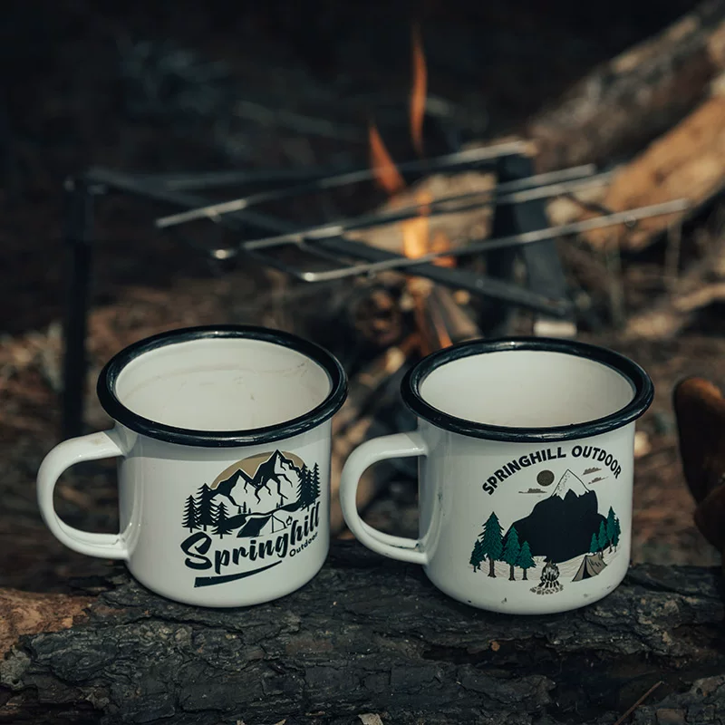 Springhill Outdoor Camping Emamel Cup Nordic English Mark Cup Wild Belta Coffee Cup Cup Tea Cup