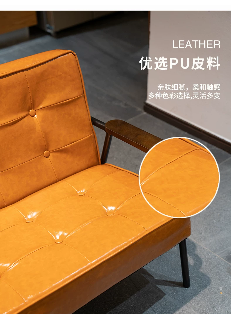 American retro oil wax leather sofa, industrial style iron sofa, L-shaped combination, small apartment, simple modern sofa