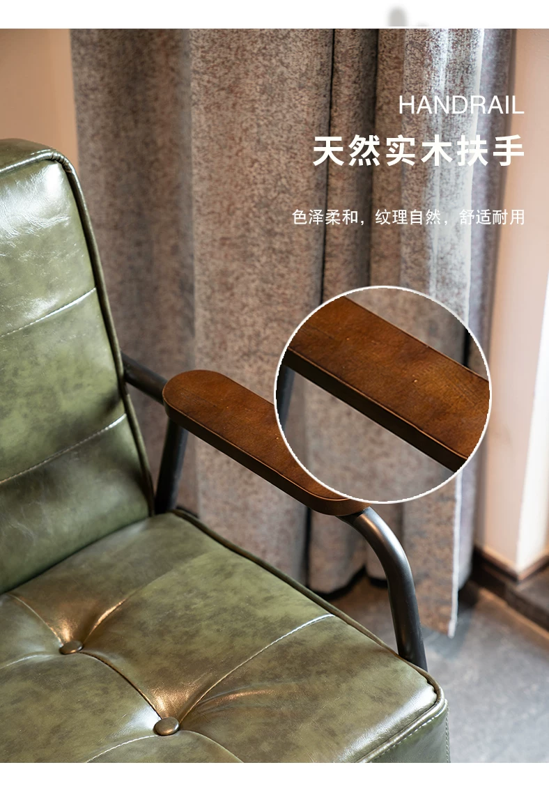American retro oil wax leather sofa, industrial style iron sofa, L-shaped combination, small apartment, simple modern sofa