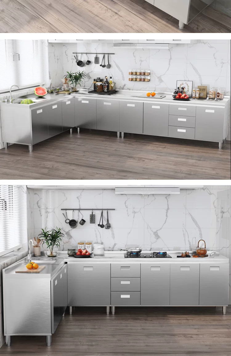 Overall stainless steel kitchen cabinet made of 304 material, designed for small household kitchen cabinets and rural kitchen stoves