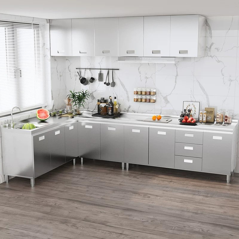 Overall stainless steel kitchen cabinet made of 304 material, designed for small household kitchen cabinets and rural kitchen stoves