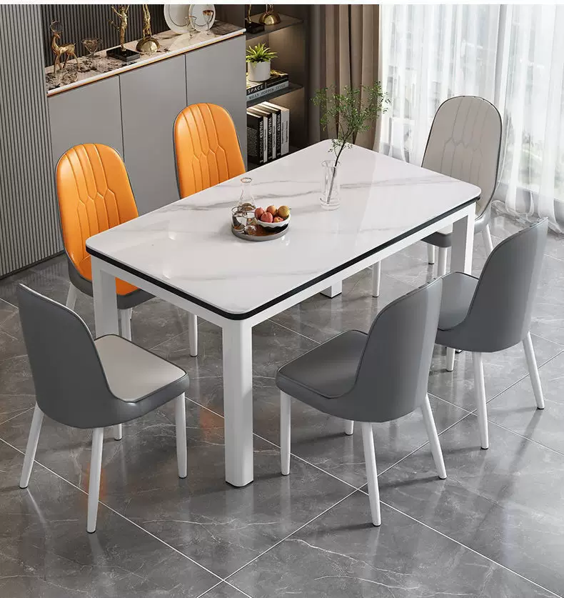 Tempered glass dining table and chair combination, modern and simple household dining table, dining room kitchen, living room table and chair combination