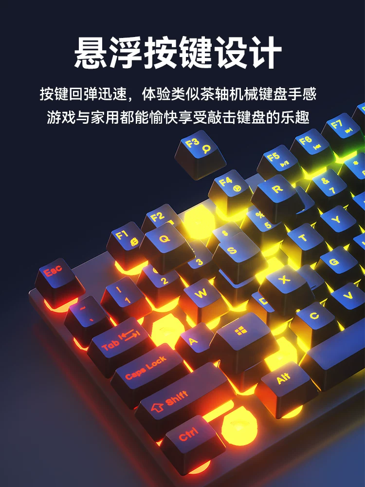 Mechanical tactile keyboard and mouse group, wired e-sports games, office, silent laptop, desktop keyboard and mouse