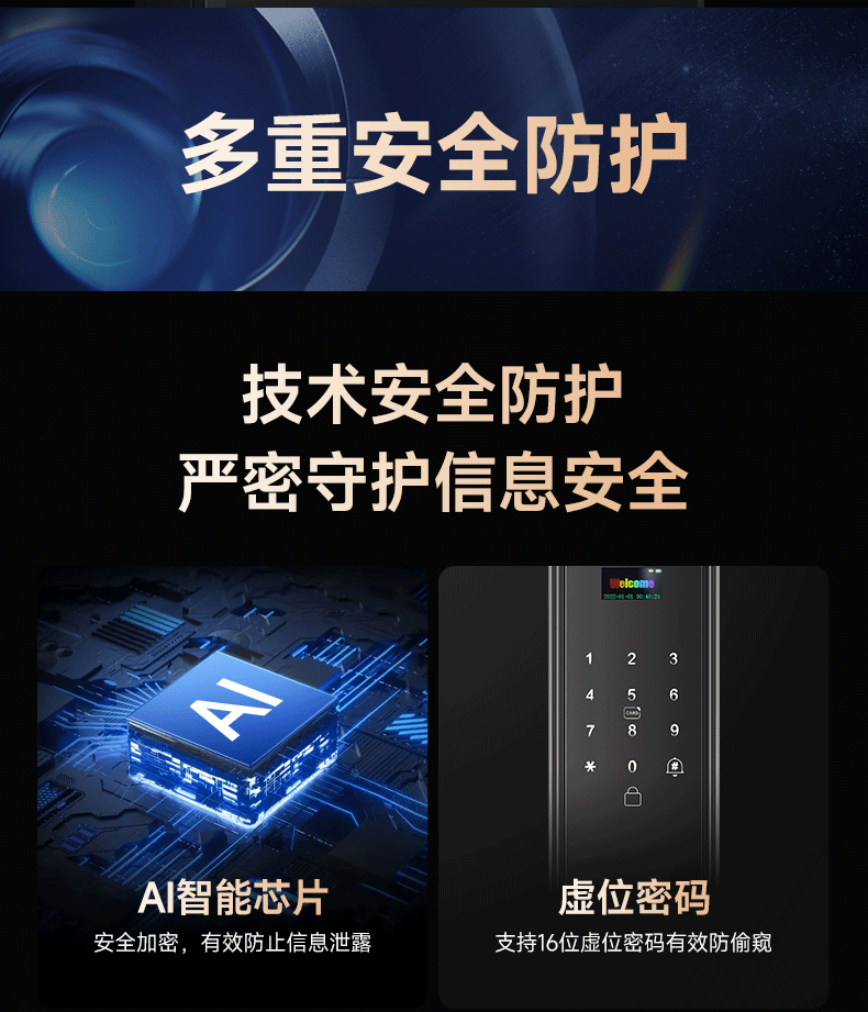 Интеллектуальный дверной замок Double voice Fingerprint lock с распознаванием лиц