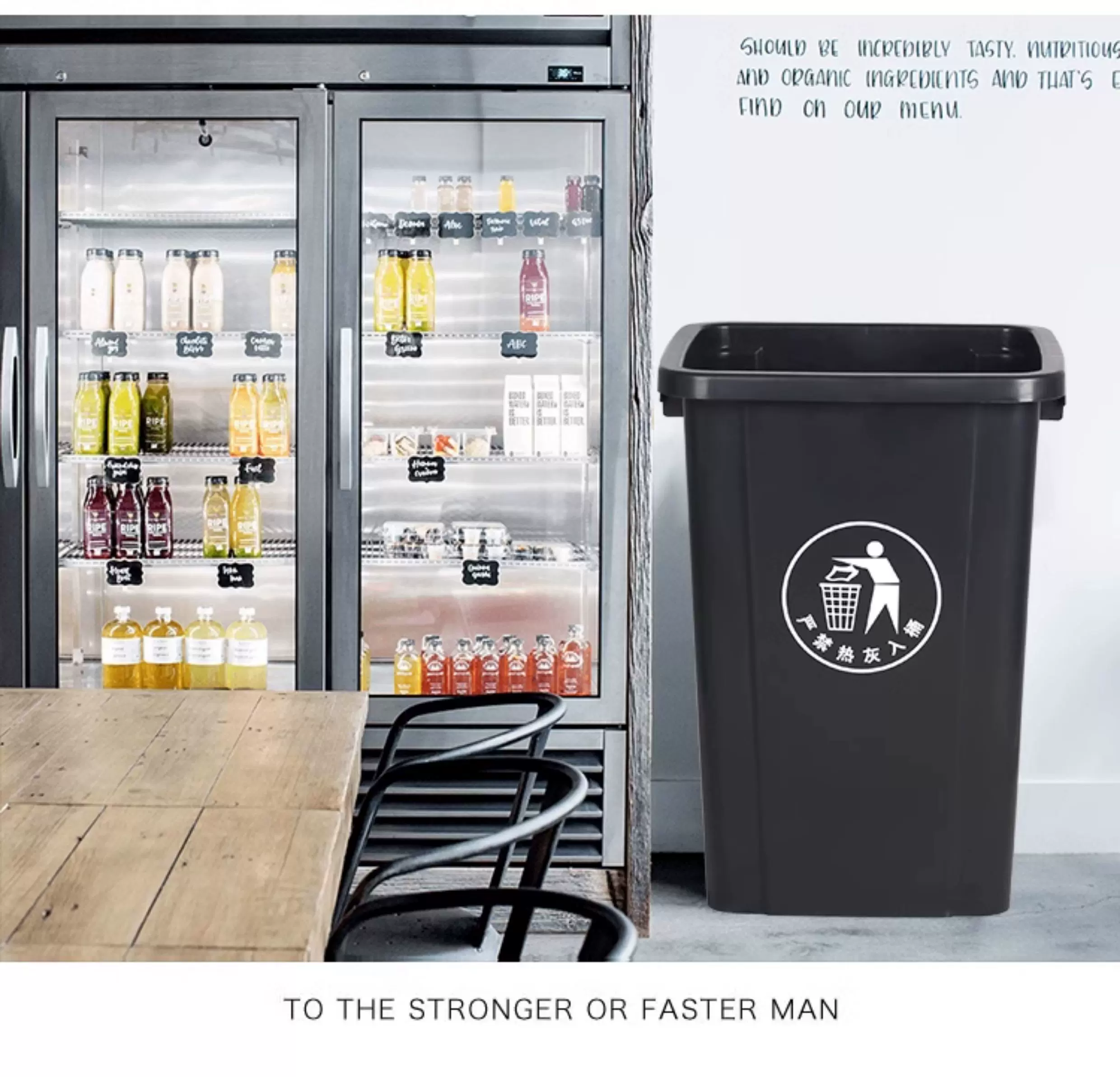 Uncovered square trash can, commercial large capacity, large kitchen waste with lid, garbage bin, household dining cabinet bucket