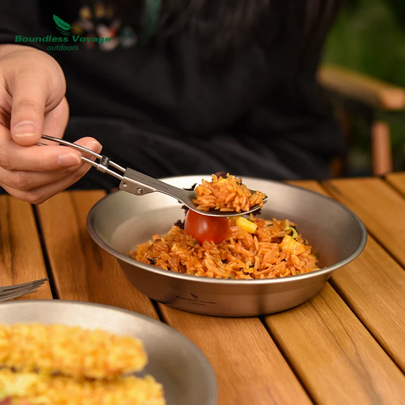 Biwei Pure Titanium Dish Dish Bound Bound, на открытом воздухе казармы блюдо из приправы на послание послание портативное салат для лагеря Dew Campad