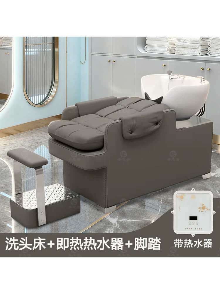 Hair washing bed, hair salon special integrated water heater, flushing bed, hair salon semi reclining energy-saving short hair ceramic basin