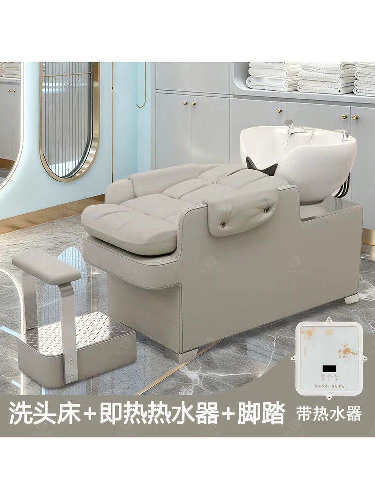 Hair washing bed, hair salon special integrated water heater, flushing bed, hair salon semi reclining energy-saving short hair ceramic basin