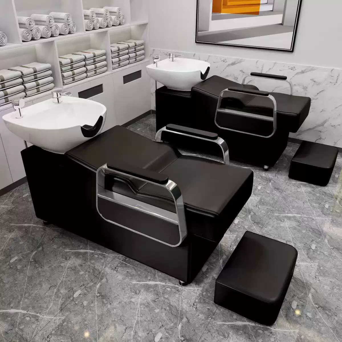 Li Bi shop shampoo bed, hair salon special semi lying flushing bed, high-end stainless steel ceramic deep basin hair salon special