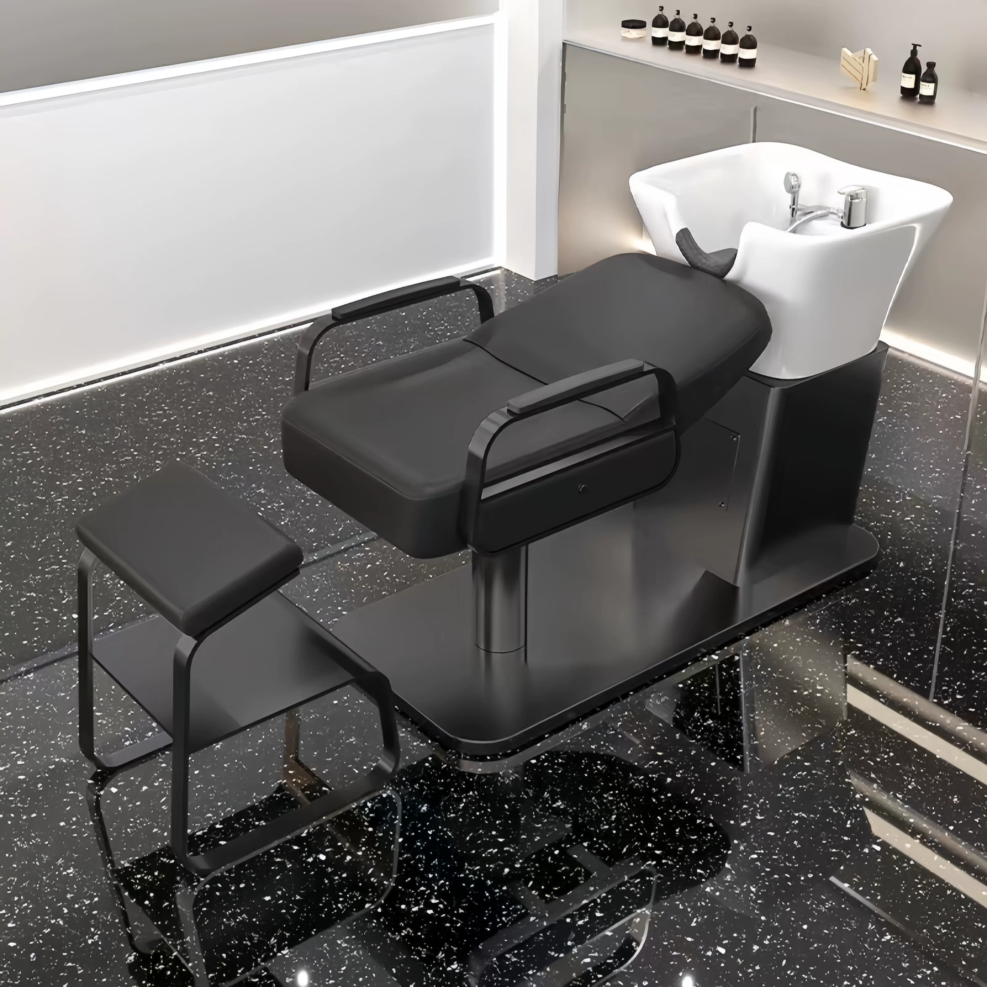 Li Bi shop shampoo bed, hair salon special semi lying flushing bed, high-end stainless steel ceramic deep basin hair salon special