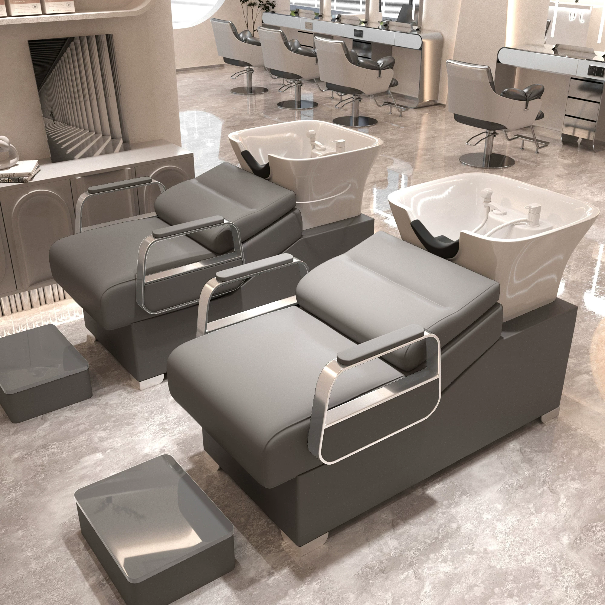 Li Bi shop shampoo bed, hair salon special semi lying flushing bed, high-end stainless steel ceramic deep basin hair salon special
