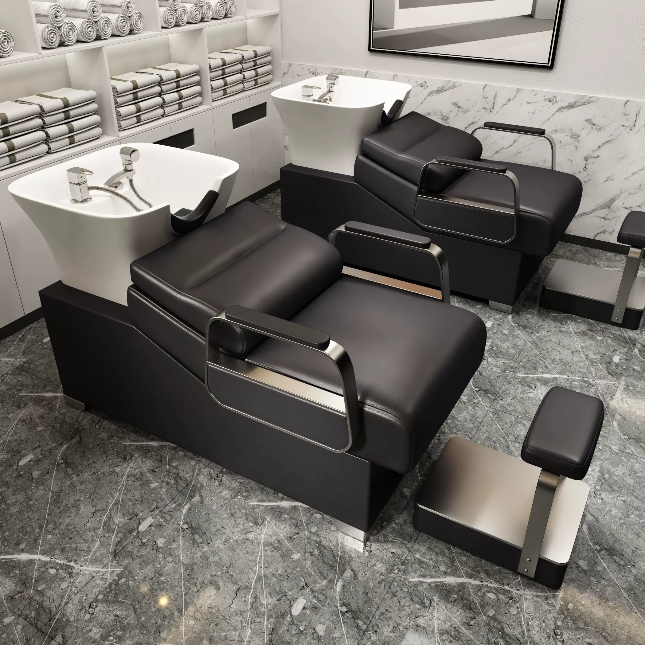 Li Bi shop shampoo bed, hair salon special semi lying flushing bed, high-end stainless steel ceramic deep basin hair salon special