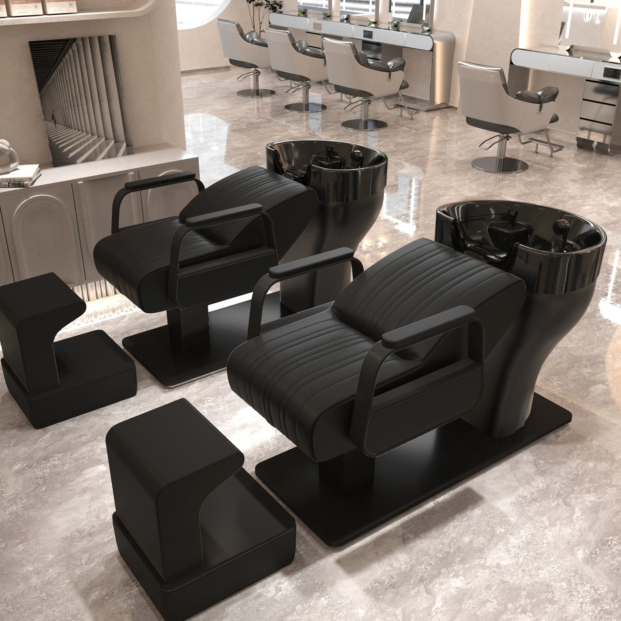 Li Bi shop shampoo bed, hair salon special semi lying flushing bed, high-end stainless steel ceramic deep basin hair salon special
