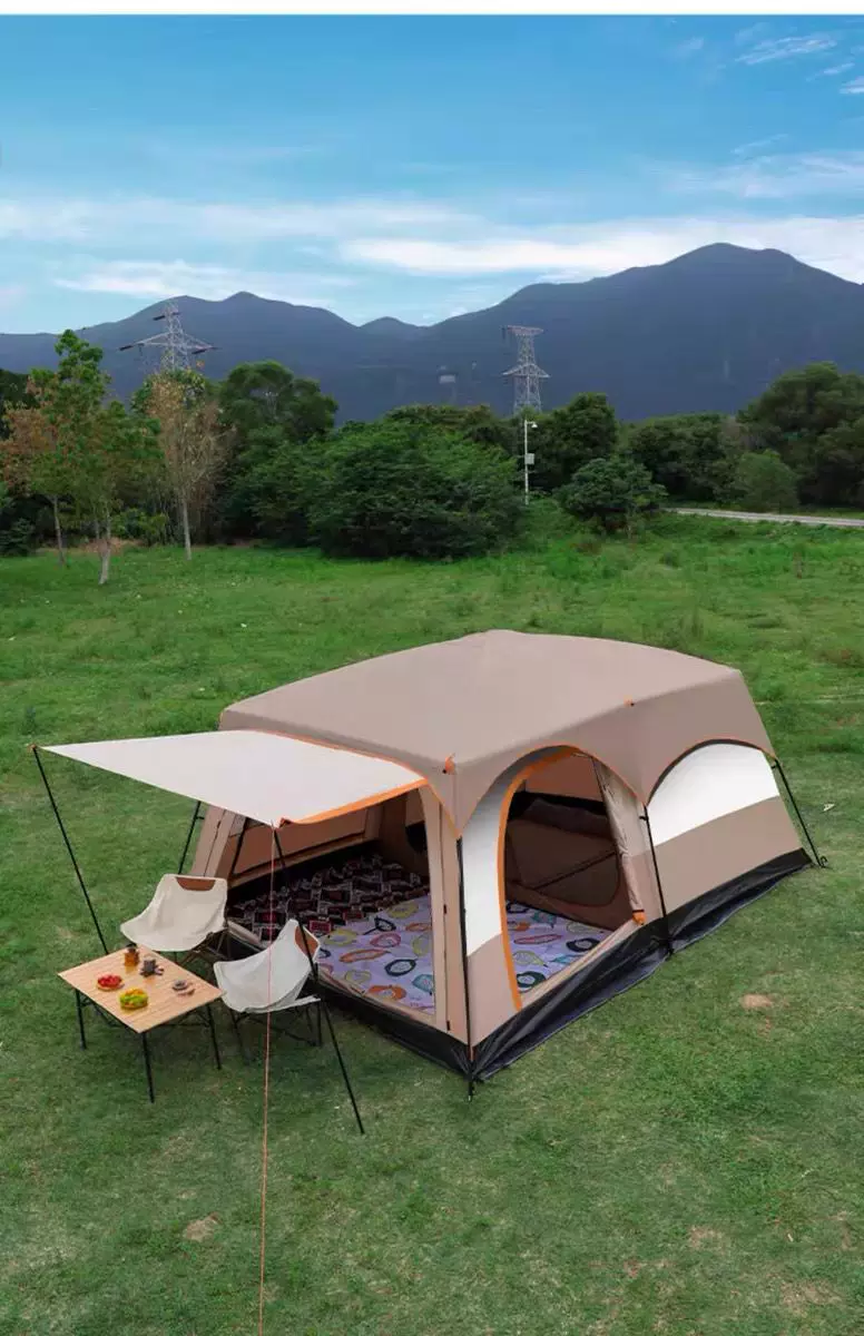 Tent outdoor camping overnight two bedroom one living room folding portable thick rainproof outdoor sunshade camping equipment