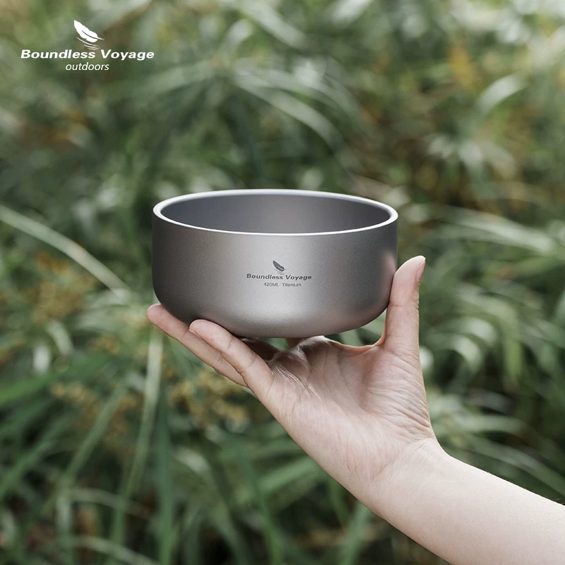Biyi Pure Titanium Mowl Double -Layer Picnic Bowl Outdoor Barrachs Портативные открытые лагеря набор посуда набор для таблицы миска рисовая чаша для блюд чаши для салата для салата миски