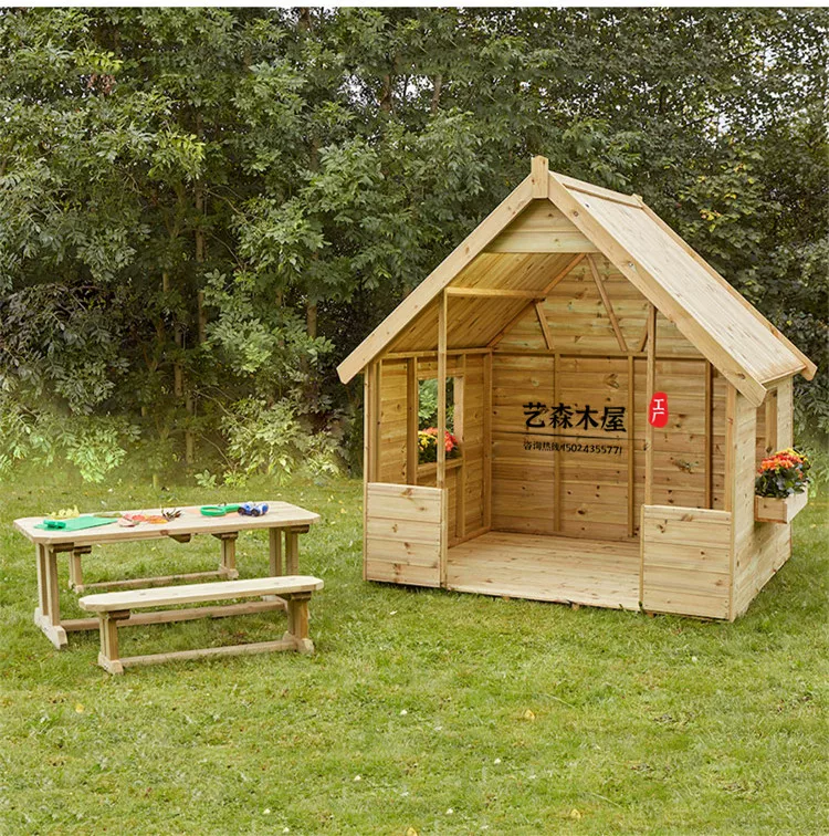 Kindergarten Outdoor Doll Home Wooden Kitchen Children's Outdoor Mobile Game House Garden Anti corrosion Wooden House Assembly