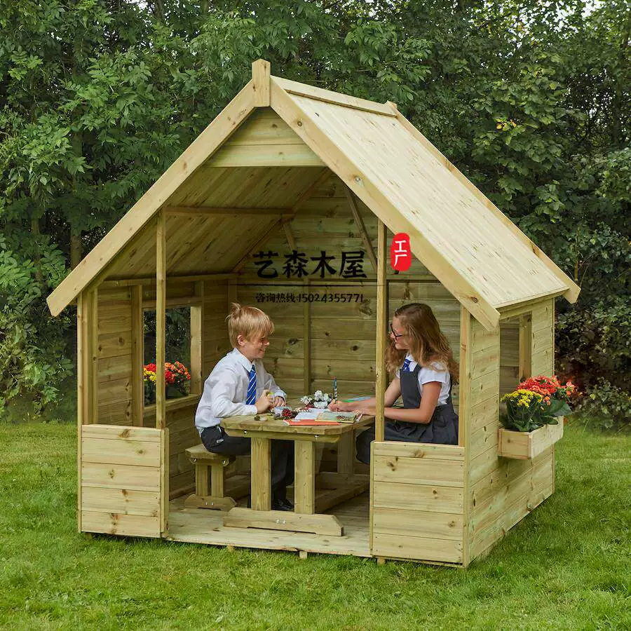 Kindergarten Outdoor Doll Home Wooden Kitchen Children's Outdoor Mobile Game House Garden Anti corrosion Wooden House Assembly