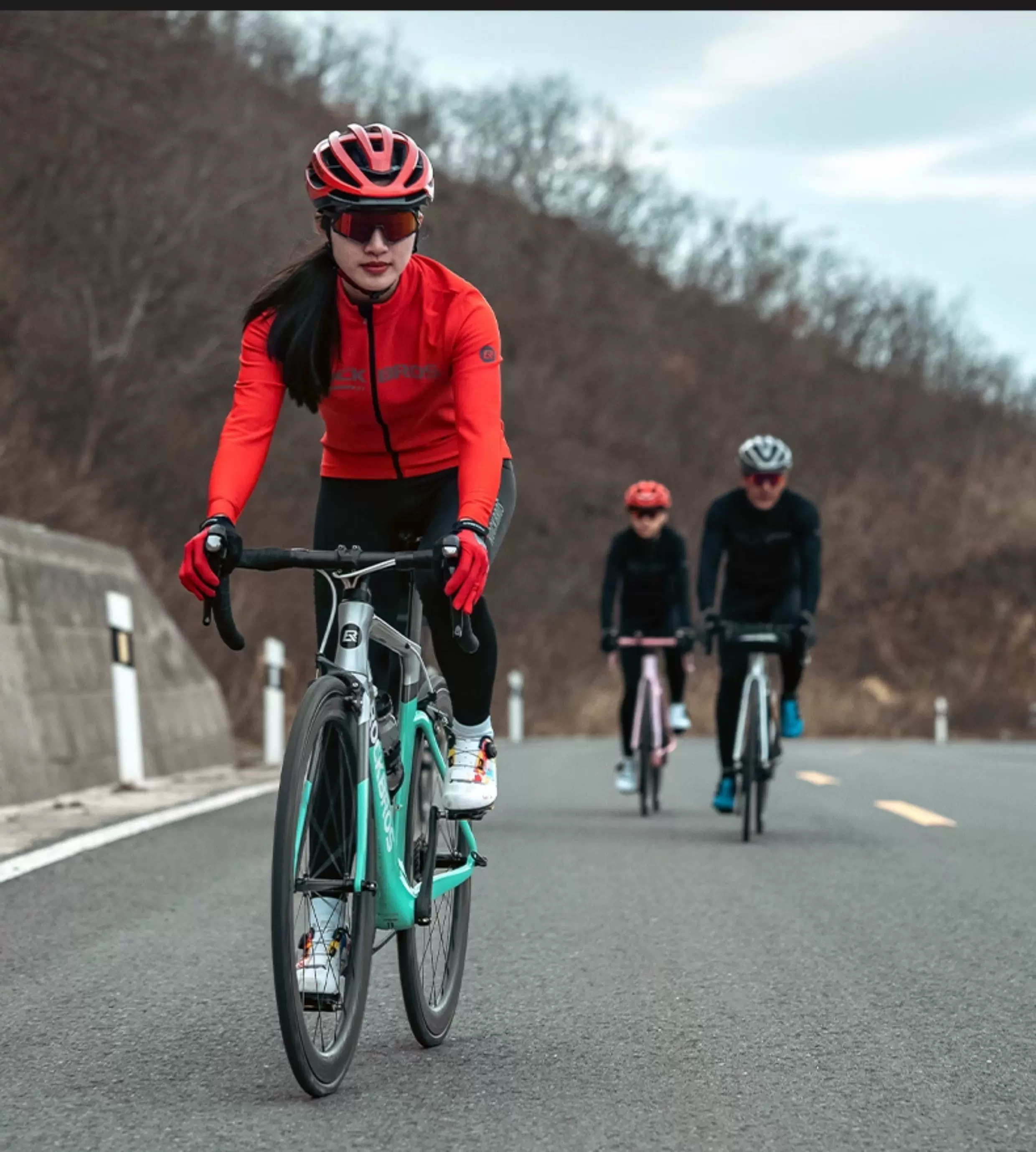 Rock Brothers cycling gloves, all finger mountain road cycling gloves, men's and women's spring and autumn touch screen long finger gloves