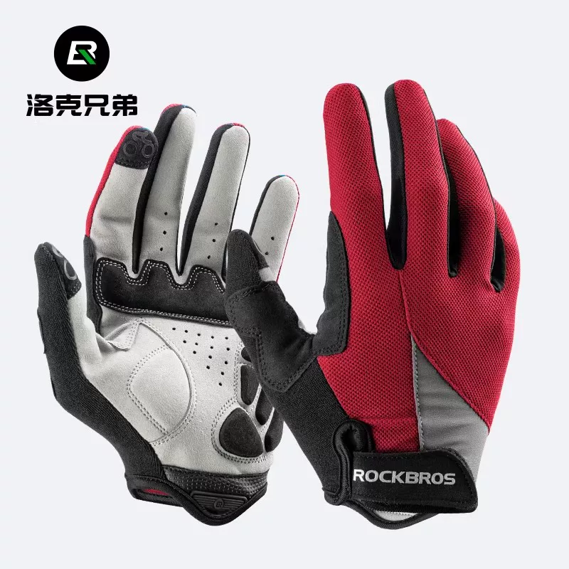 Rock Brothers cycling gloves, all finger mountain road cycling gloves, men's and women's spring and autumn touch screen long finger gloves