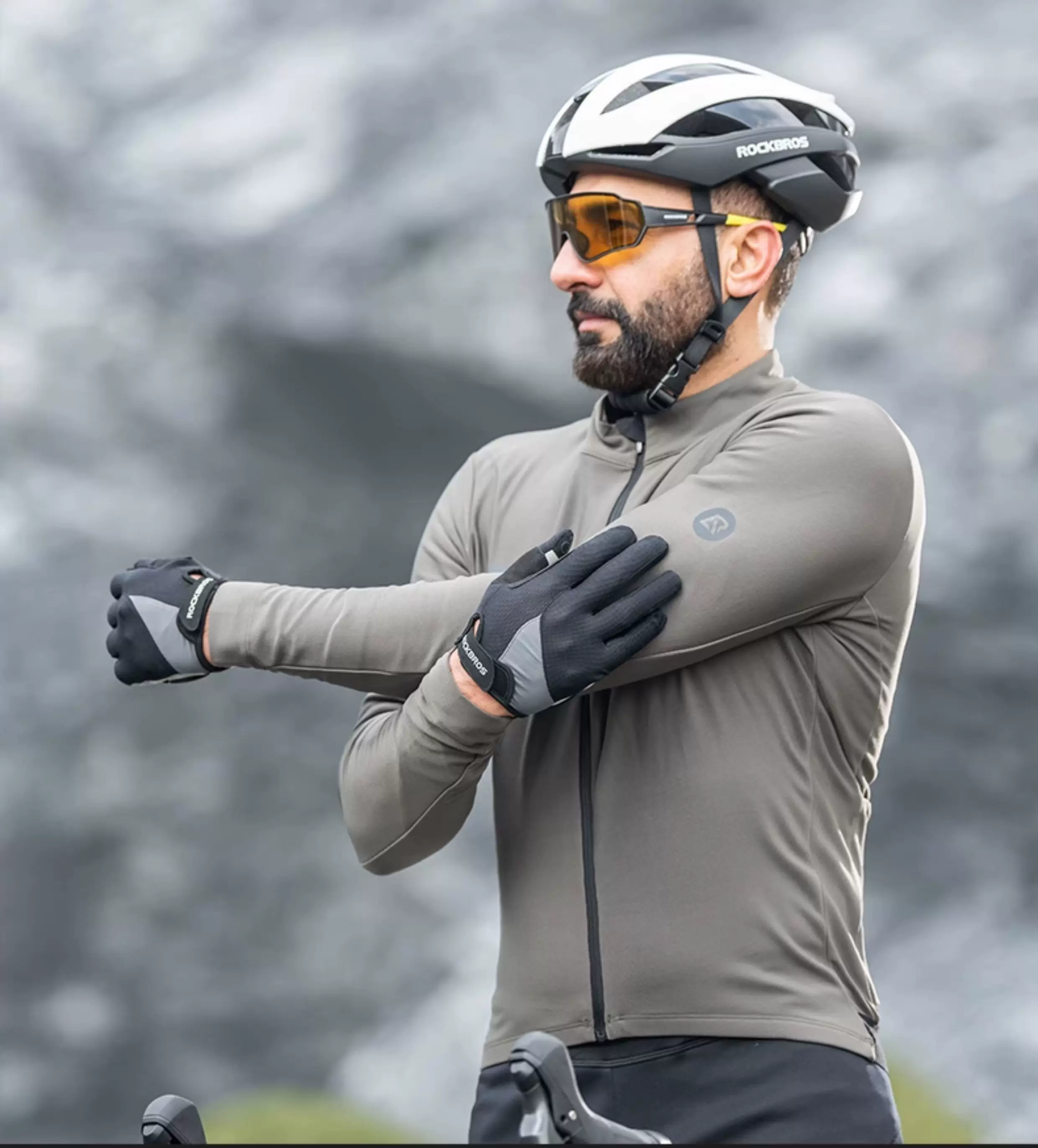 Rock Brothers cycling gloves, all finger mountain road cycling gloves, men's and women's spring and autumn touch screen long finger gloves