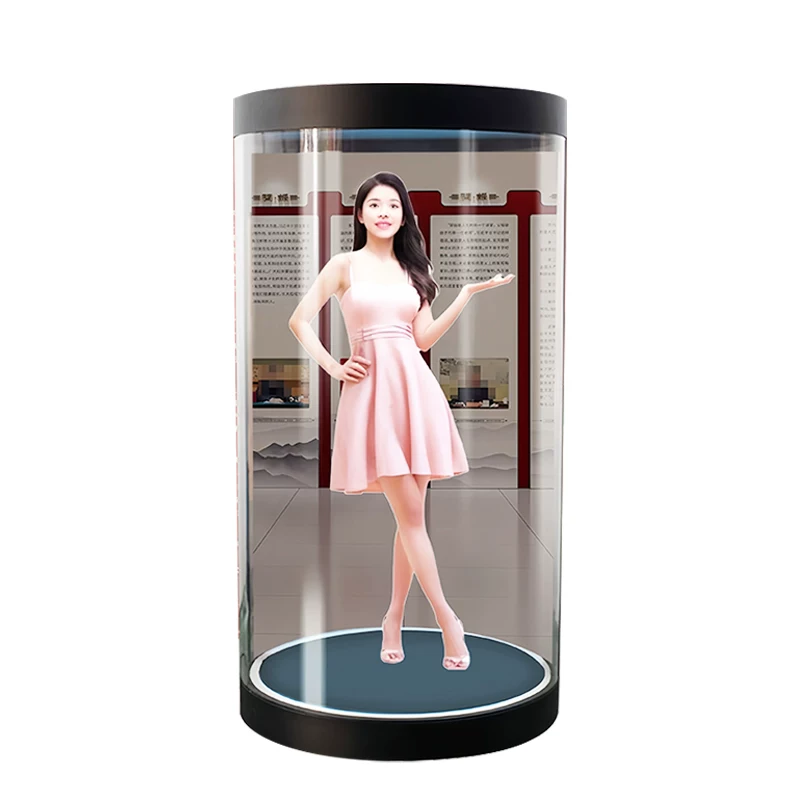Цилиндрическая интерактивная голографическая витрина 3D с ИИ