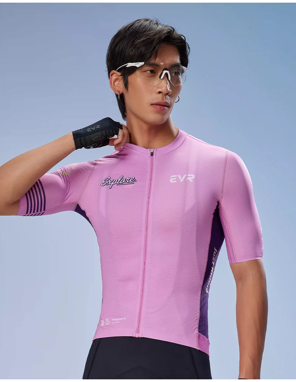 EVR cycling suit men's summer road bike spring and autumn short sleeved top printed set quick drying explore